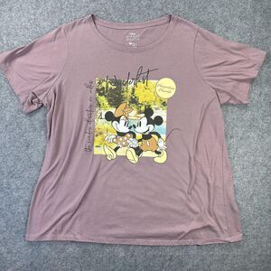 Disney Mickey Minnie Shirt Womens 1X Purple Wanderlust Graphic Tee Top